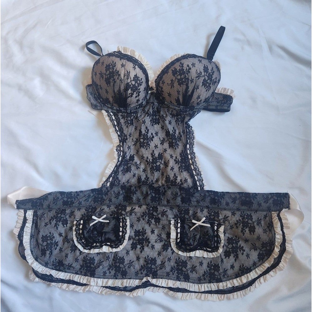 Victorias Secret Black Maid Lingerie Size 34B